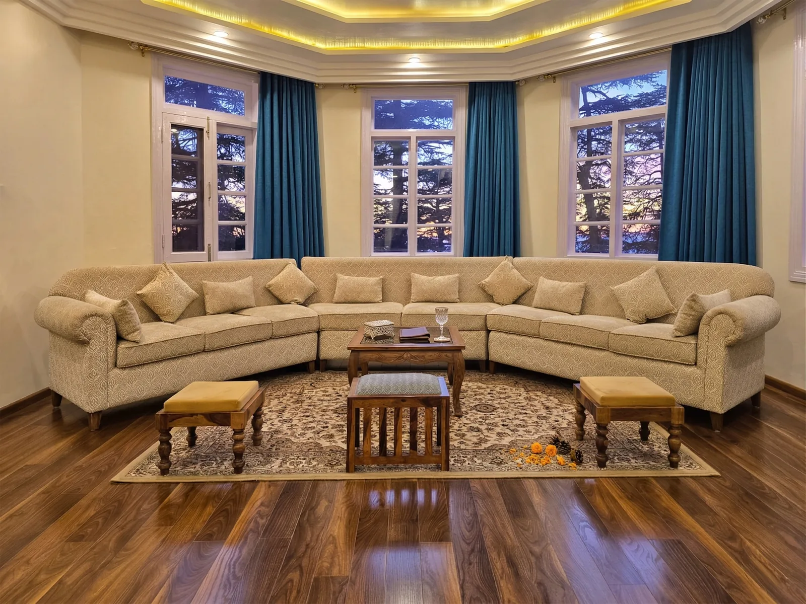 Himalayan Suite — spacious contemporary interiors with panoramic views and jacuzzi bathroom