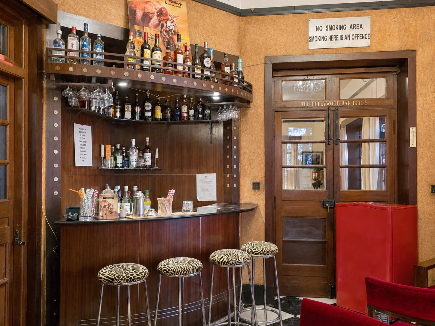The Hollywood Bar — 1930s era bar with signed photographs of Hollywood stars at Woodville Palace Shimla